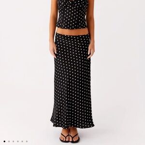 Peppermayo Black and White Polka Dot Maxi Skirt